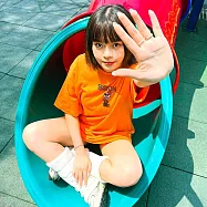 【黑潮原創 kuroi-T】【STREET】Kuroi-T小夥伴 客製文字|棉柔短踢 L 珊瑚橘色-C款(若需客製文字，請備註)