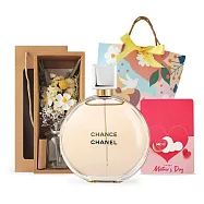 CHANEL 香奈兒 CHANCE香水組[淡香精100ml+擴香永生花禮盒+卡片]-國際航空版