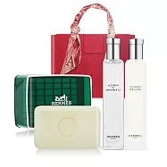HERMES 愛馬仕 花園香水保養禮盒[尼羅河花園+李先生花園+橘綠之泉香皂]-國際航空版