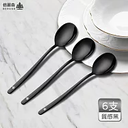 台灣SGS檢驗合格316不銹鋼北歐風長柄湯匙六入組-兩色任選 質感黑