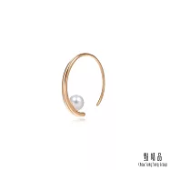 【點睛品】La Pelle 18K玫瑰金Akoya珍珠圓弧耳環(單只)
