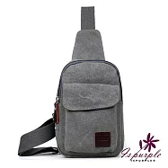 【iSPurple】水洗帆布*休閒男性斜垮單肩包/ 灰