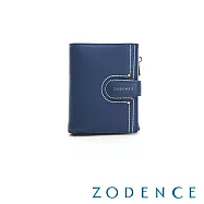 ZODENCE LIS進口牛皮三層短夾 藕藍
