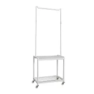 【居家cheaper】多功能落地衣帽架推車60CM寬(附輪組) 衣帽架 衣架組 單桿衣架 吊衣架組 簡約衣架 60CM 大理石白管白輪