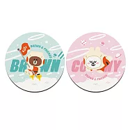 【LINE Friends】軟式珪藻土杯墊 外太空 杯墊 熊大 兔兔 矽藻土 (2入/組)(10*10*0.5cm) 漂浮宇宙