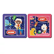 【LINE Friends】軟式珪藻土杯墊 外太空 杯墊 熊大 兔兔 矽藻土 (2入/組)(10*10*0.5cm) 冒險小隊