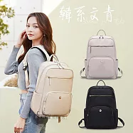 14.4吋 韓系文青 雙隔層好收納 獨立筆電層 手提肩背休閒後背包 黑色