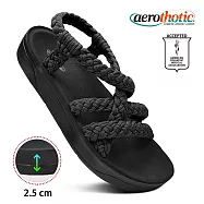 【福利品 Aerothotic】MARIS 中足弓 四條造型涼鞋 女 US6 黑色