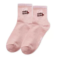 【ONEDER 旺達棉品】三麗鷗中統羅紋襪 Hello Kitty長襪 台灣製棉襪女襪- 粉-KT-A403