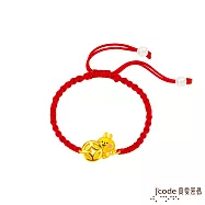 J&rsquo;code真愛密碼金飾 卡娜赫拉的小動物-抱來錢錢粉紅兔兔硬金編織手鍊