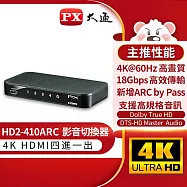 PX大通HDMI 4進1出切換器 HD2-410ARC