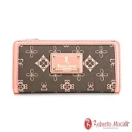 Roberto Mocali - 義大利諾貝兔經典粉色緹花13卡雙鈔票長夾 主圖款