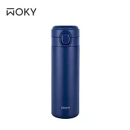 【WOKY 沃廚】輕量輕芯鈦瓷易潔層彈蓋保溫瓶 450ML(5色可選) 藍色