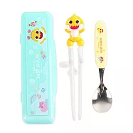 鯊魚寶寶 鯊魚家族 學習餐具3件組 學習筷 湯匙 餐具盒