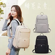 15.6吋 韓系文青 雙隔層好收納 獨立筆電層 手提肩背休閒後背包 杏色