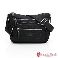 Roberto Mocali - 義大利諾貝兔輕便休閒滿版星星多隔層斜肩背包 黑色