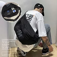 E.City_韓版多功能休閒胸腰包大挎包 黑