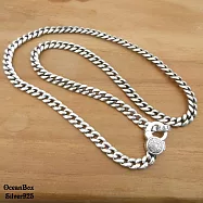 24吋60cm。7mm寬六字箴言繩簍空編織925純銀中長項鍊.男生單戴鍊.附贈禮盒