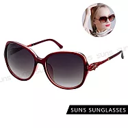 【SUNS】抗UV太陽眼鏡 時尚淑女星星鑲鑽造型 大框顯小臉 S32 玫瑰紅