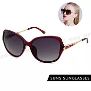 【SUNS】抗UV太陽眼鏡 時尚淑女精緻大理石造型 大框顯小臉 S33 紅色