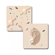 軟式珪藻土杯墊 自創 插畫小花 珪藻土 (2入/組)(10*10*0.5cm) 插畫小黃花