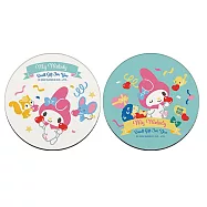 【Sanrio 三麗鷗】軟式珪藻土杯墊 歡慶派對 凱蒂 大耳狗 (2入/組)(10*10*0.5cm) 歡慶美樂蒂