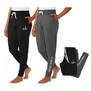 Calvin Klein 經典CK彈性抽繩休閒運動長褲/棉褲(2入組)- S 黑/灰