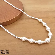 精美做工亮面六角隕石白貝珠S925純銀項鍊.單戴鍊《女用項鍊.附贈禮盒》