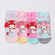 【ONEDER旺達棉品】三麗鷗直版襪 Hello Kitty 美樂蒂短襪 台灣製女襪童襪(顏色隨機出貨)- MM-A539 (15-22)