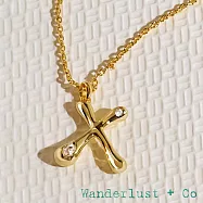Wanderlust+Co 澳洲品牌 鑲鑽立體氣球字母項鍊 金色字母X項鍊 Alphabet Bubble