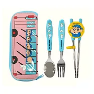 蠟筆小新 學習餐具4件組 學習筷 湯匙 叉子 收納包