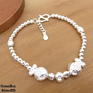 好運雙魚轉珠龍蝦扣頭S990純銀手鍊.女用手鍊