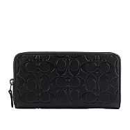 COACH CC Logo 壓紋平滑小牛皮ㄇ形拉鍊長夾 (黑色)