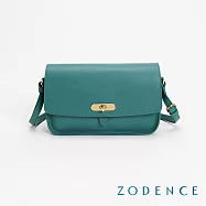 ZODENCE RENEE進口真皮水滴釦長型斜背包 湖綠