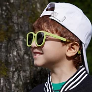 【ALEGANT】奇幻旅程兒童專用輕量彈性太陽眼鏡/UV400方框偏光墨鏡 青蛙綠