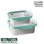 Snapware康寧 可直火可微波316不鏽鋼玻璃蓋保鮮盒2入組-B02