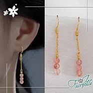 【伊飾童話】櫻花粉晶*流蘇垂墜掛式耳環/金