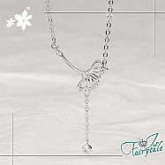 【伊飾童話】想念銀杏*流蘇晶鑽鎖骨短頸項鍊/銀