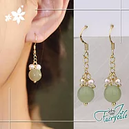 【伊飾童話】麥穗珍珠*和田玉垂墜耳環/金