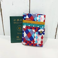 WaWu 護照套+扣帶 客製接單生產 (繽紛幾何藍)