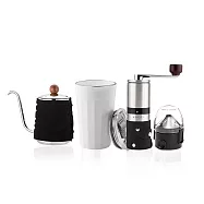 【PO:Selected】丹麥棱角保溫杯咖啡四件組(棱角保溫杯460ml-共3色/不鏽鋼磨芯咖啡磨2.0/咖啡濾網/咖啡壺-黑) 白