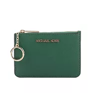 Michael Kors 素面皮革零錢包/卡夾/鑰匙包 (寶石綠)