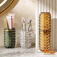 【iSFun】鑽石菱格*透視旅行牙刷漱口杯/ 黃