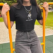 【黑潮原創 kuroi-T】【夏日浪潮】設計款 l 純棉顯瘦短版上衣 S 黑