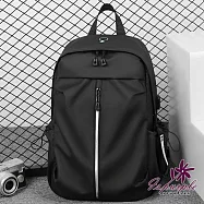 【iSPurple】撞色拉鍊*充電防水筆電後背包/ 黑