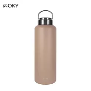 【WOKY 沃廚】提手輕芯鈦瓷易潔層保溫瓶1200ML (5色可選) 淵谷咖 (咖啡)