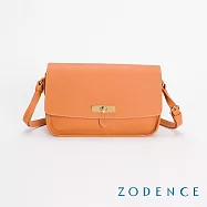 ZODENCE RENEE進口真皮水滴釦長型斜背包 橘