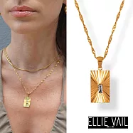 ELLIE VAIL 邁阿密防水珠寶 鑲鑽光芒 細緻方形錢幣項鍊 Fatima Sunburst Tag