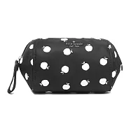 kate spade 蘋果印花尼龍化妝包-黑