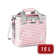 《ibili》Biarritz肩背保冷袋 | 保溫袋 保冰袋 野餐包 野餐袋 便當袋 - 粉櫻條紋15L